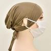Jersey Cotton Muslim Women Under Hijab Cap With Ear Hole Inner Hijab Cap Round Forehead Underscarf Bonnet Femme Musulman