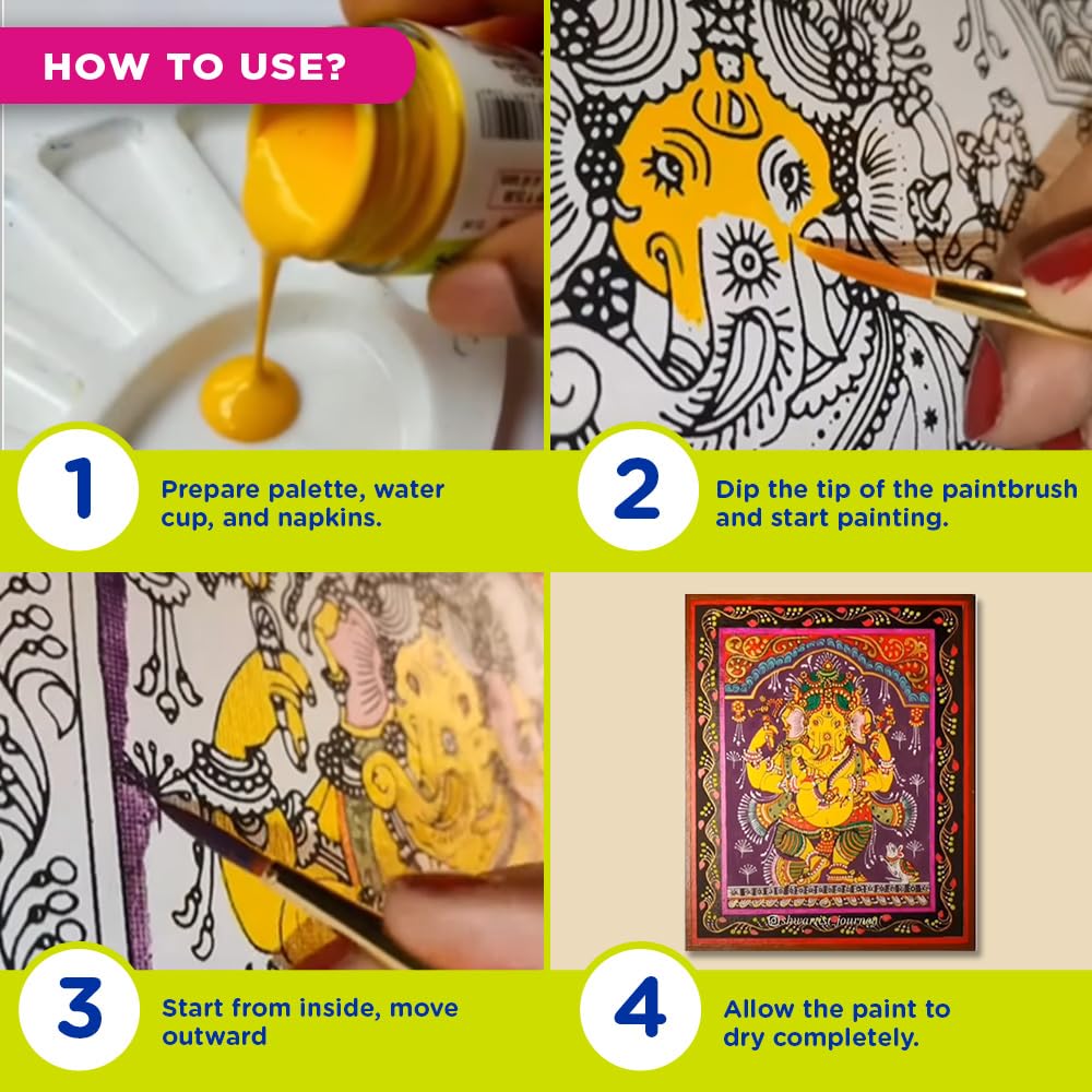 Fevicryl Art of India Pattachitra Acrylic Painting Kit 12 Shades 2 Brushes 2 Canvases Festive Gifting Artists Students