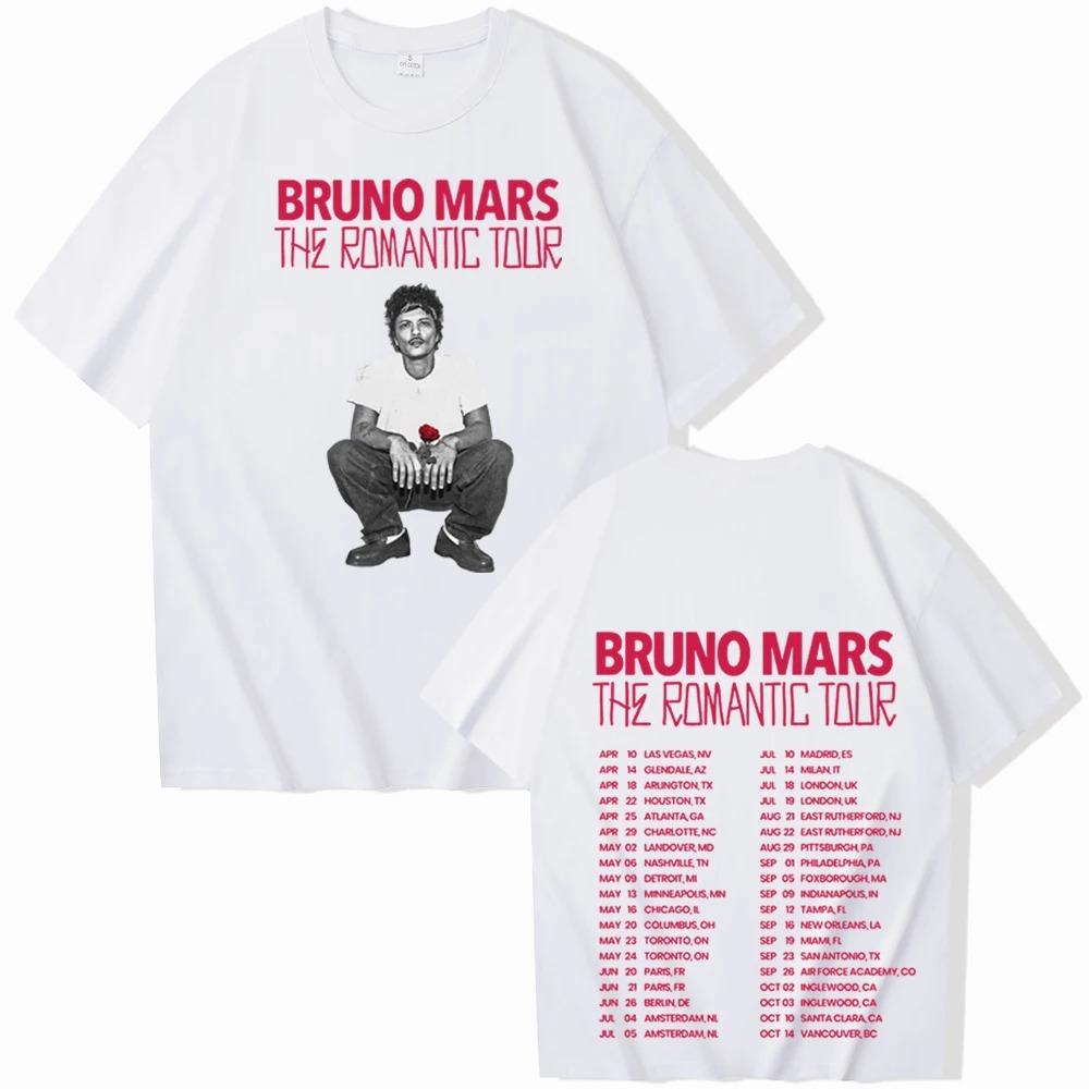 Bruno Mars The Romantic Tour 2026 T-shirt Man Woman Harajuku Short Sleeve O-neck Casual Shirt Gift Hip Hop Streetwear Oversized Tshirt