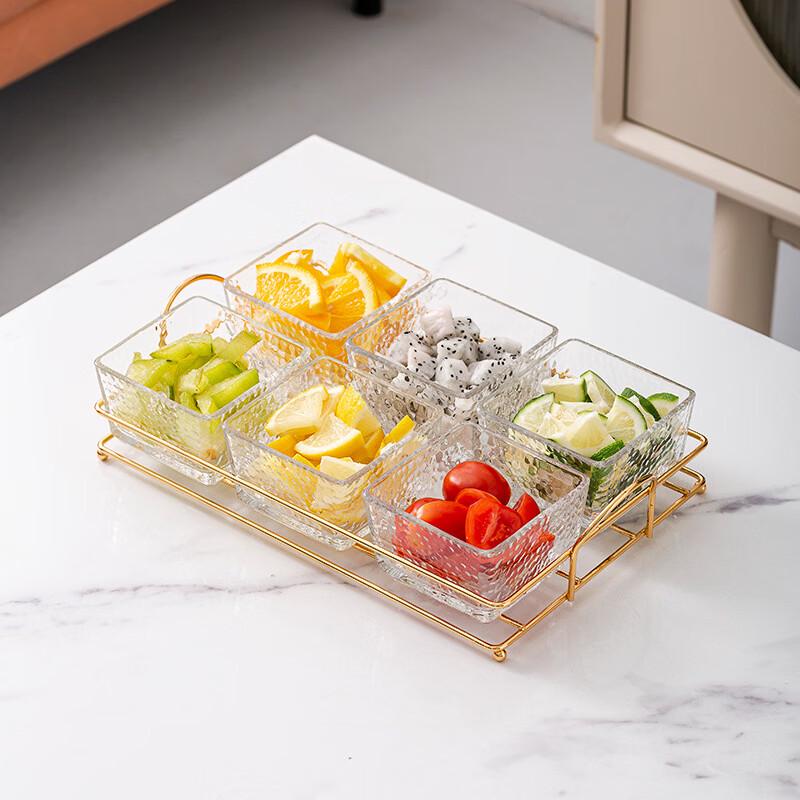 WUHE Transparent Glass Divided Serving Dish with Lid