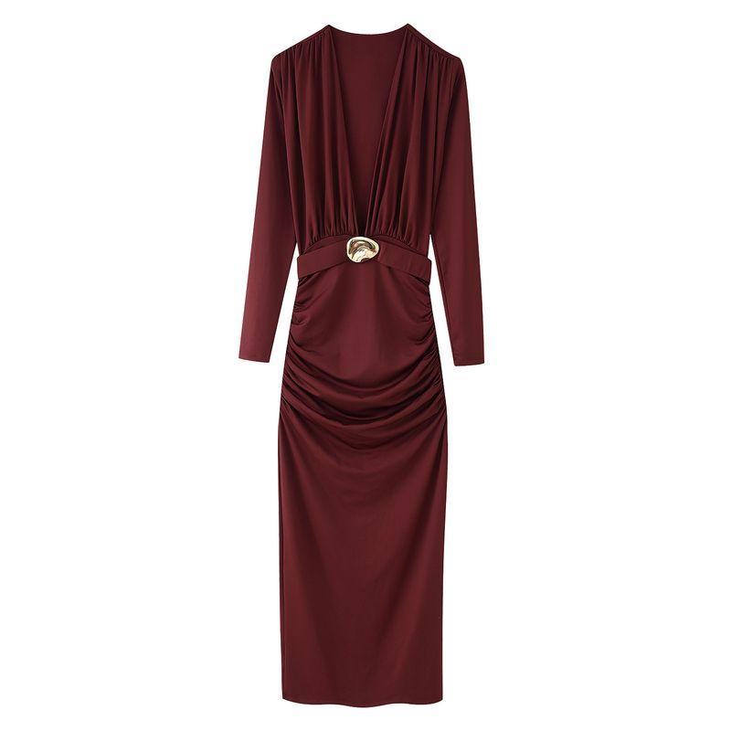Kaslead New Arrival Women's Clothing Fashion Style Fashion Minimalist Inlaid Belt Dress 1026160605