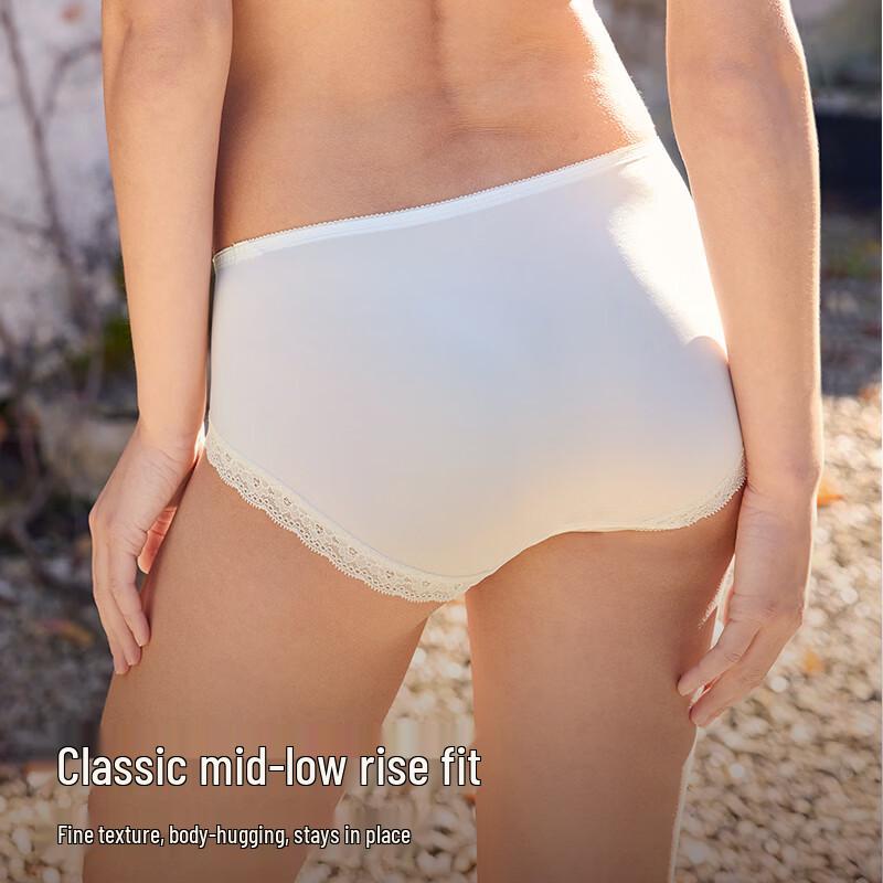 Maniform Women's Breathable Lace Mid-Low Waist Briefs