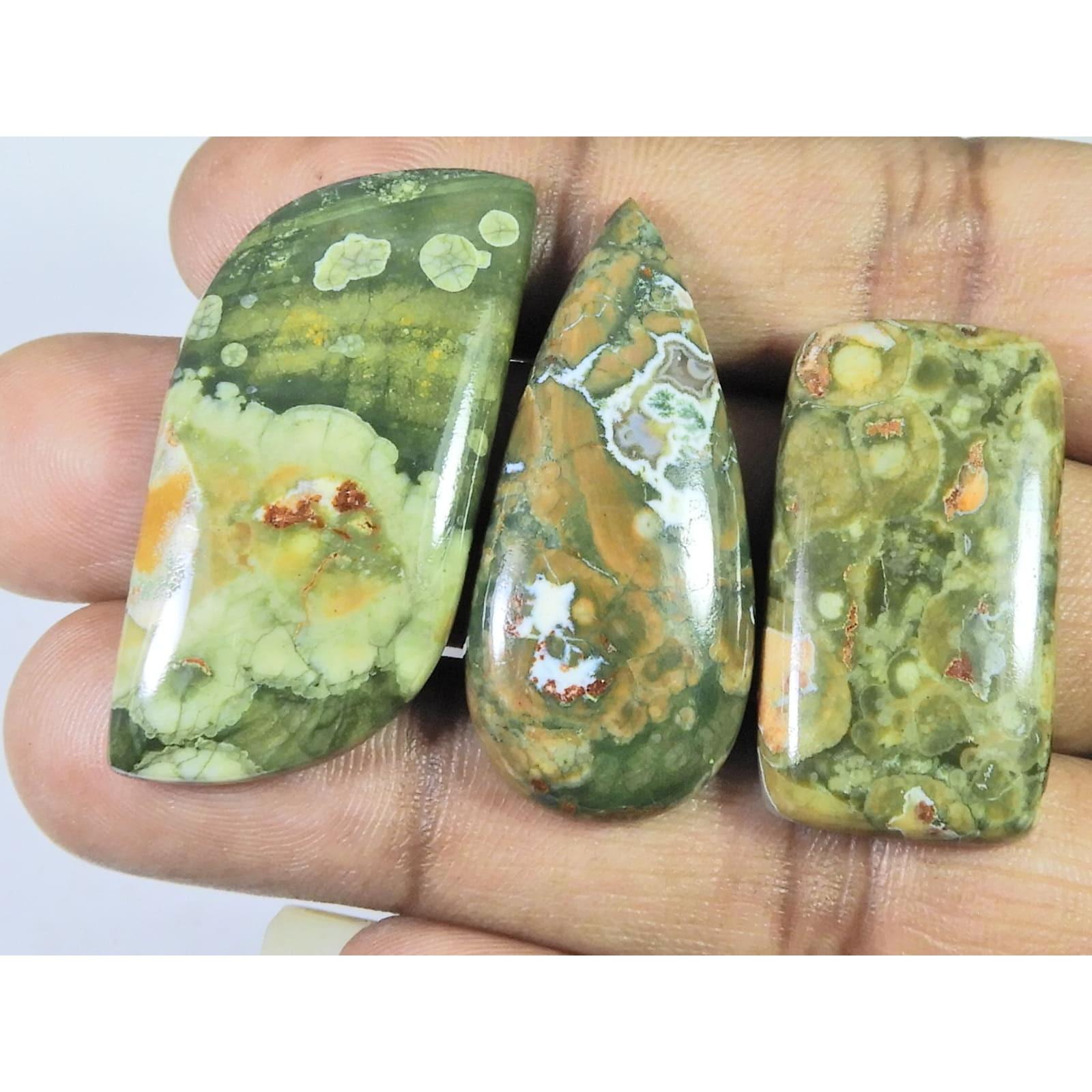 104Cts. Natural Rhyolite Mix Shape Cabochon Loose Gemstone 3 Pcs Lot C-1861