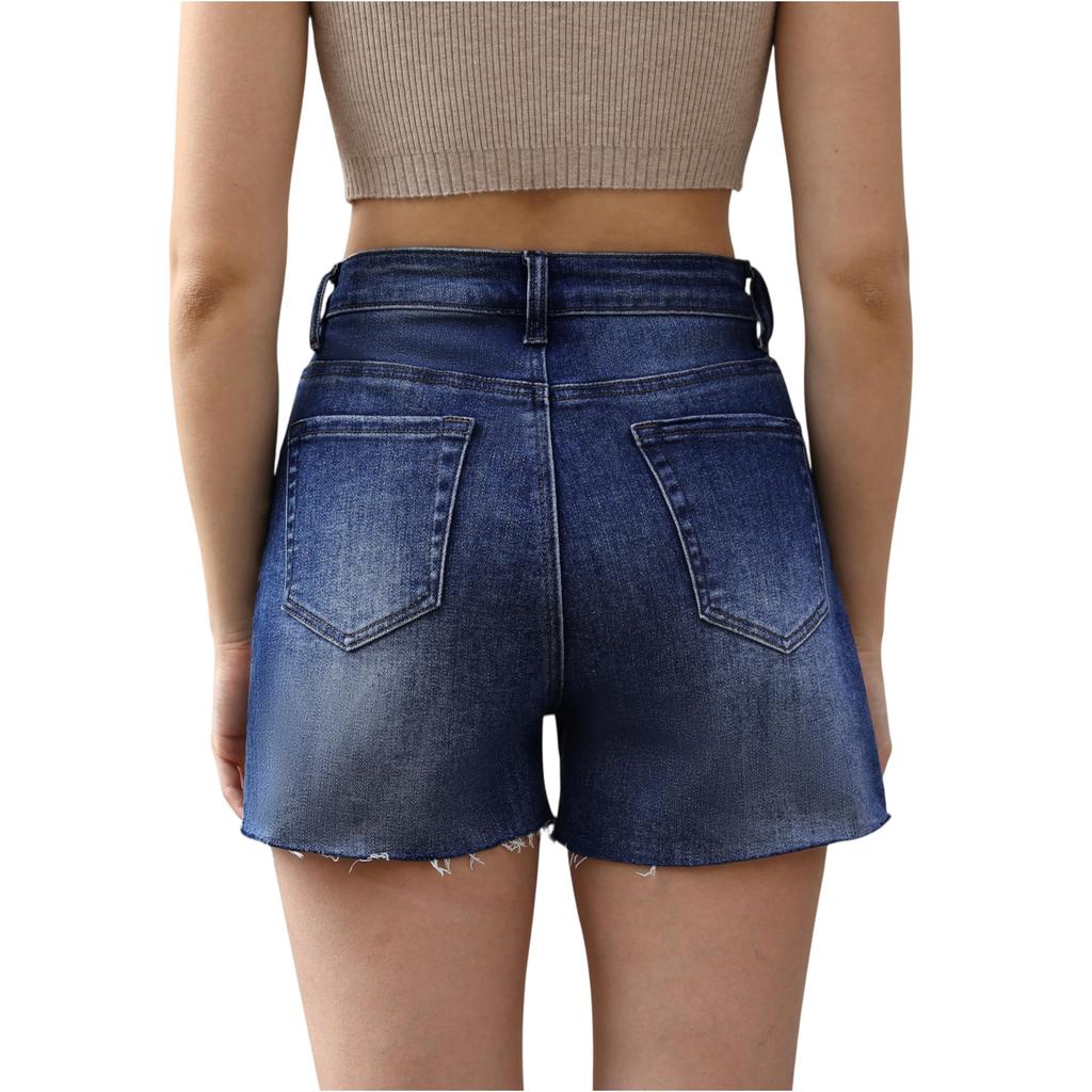 Women's Color Jeans Stretch Slim Fit Distressed Denim Shorts