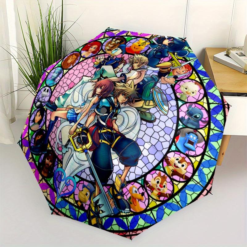 

Stained Glass Inspired Disney Characters Wall Art Print Umbrella Cute Umbrella with Cute Design, Portable 3 Fold Compact Umbrella for Men & Women