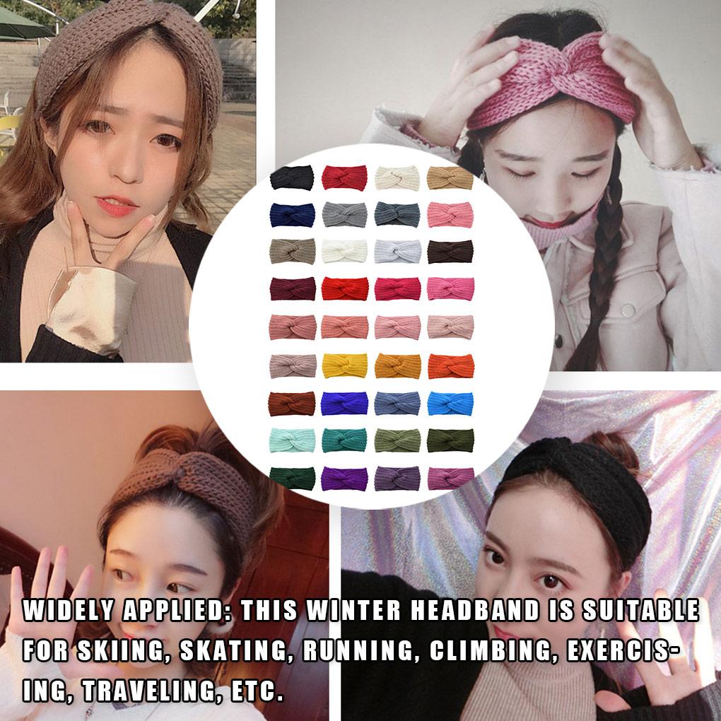 Womens Winter Headband Windproof Knitted Crocheted Ear Warmers Simple Style Decoration Hair Styling Accessories for Women
