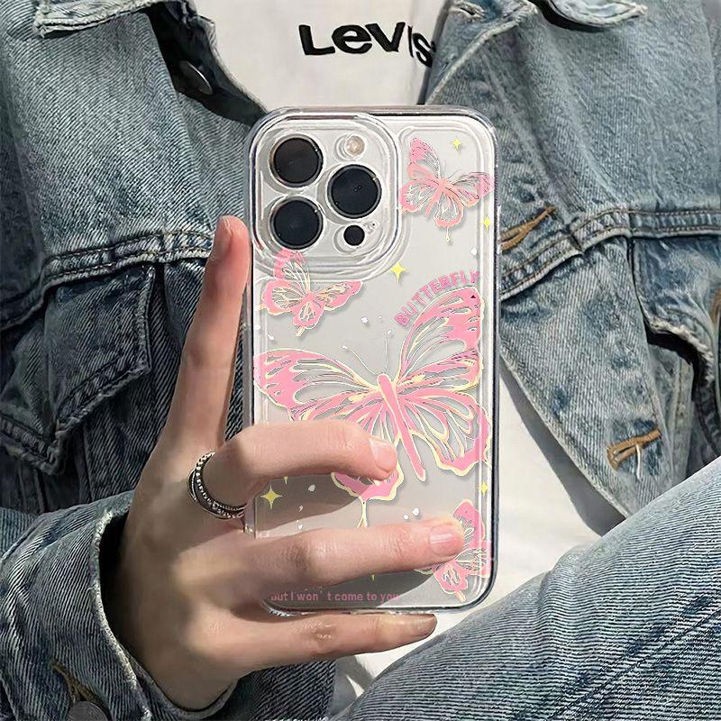 Super fairy line butterfly suitable for iPhone17promax Apple 16 mobile phone case 15/14 transparent 13 all-inclusive x