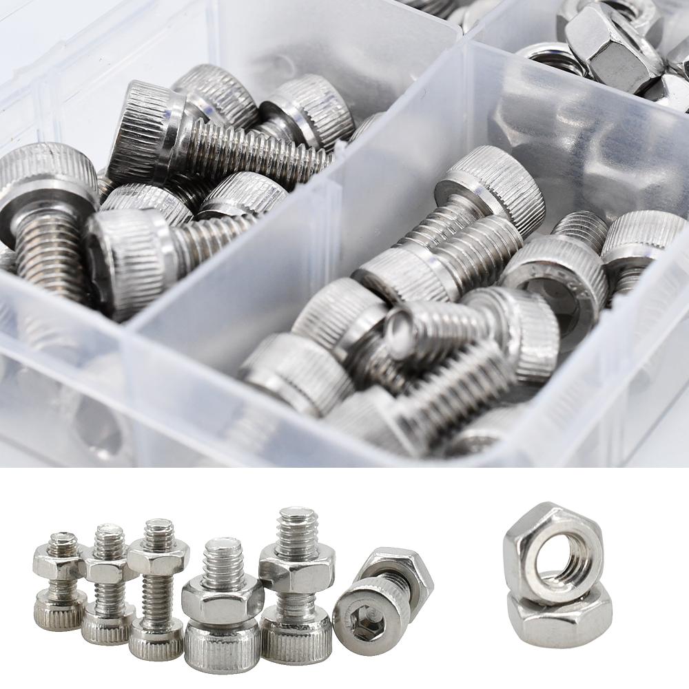 304 Stainless Steel Bolts And Nuts Set M2 M3 M4 M5 M6 Hexagon Hex Socket Screws Allen Cap Head Bolt Nut Set Assortment Kit
