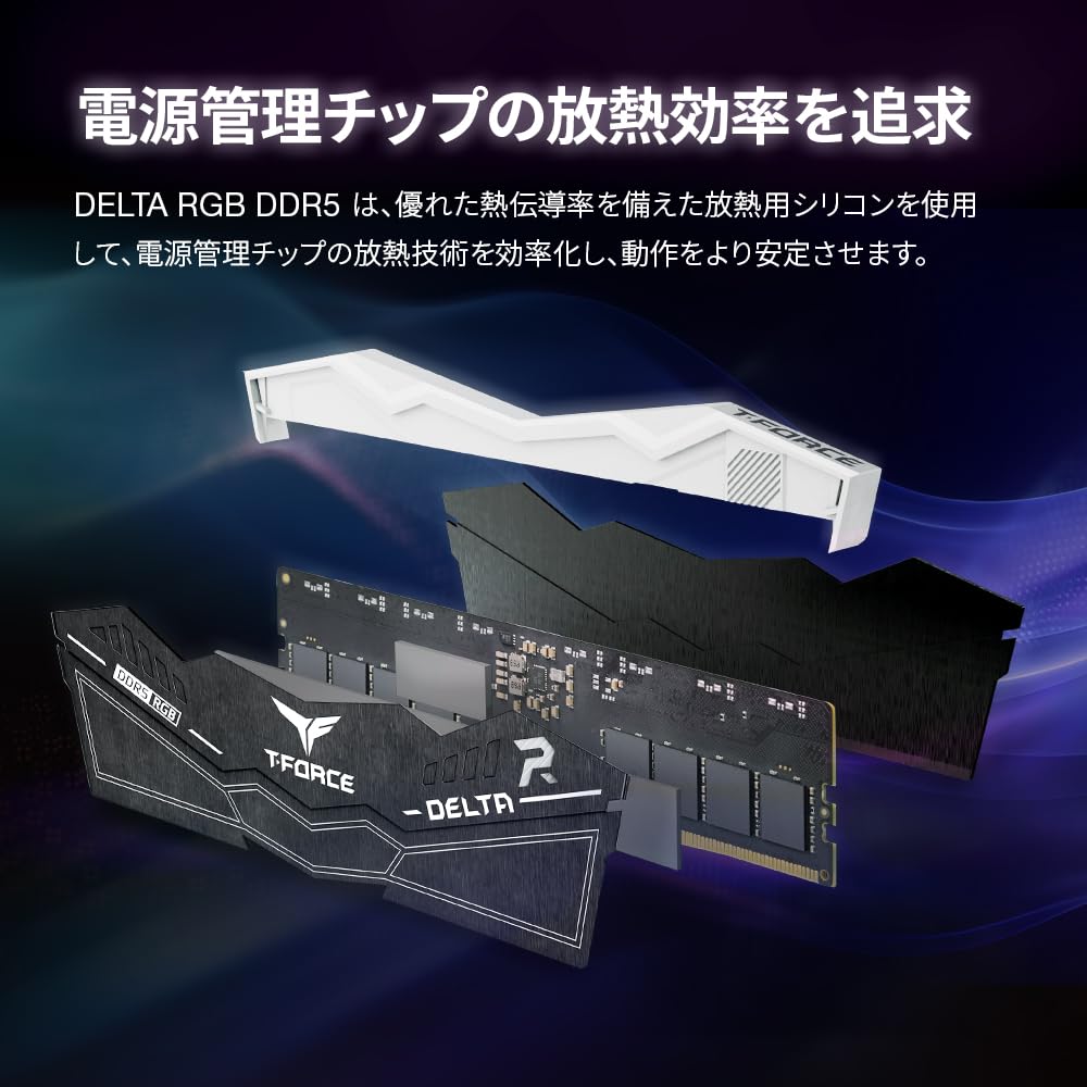 TEAMGROUP Delta Series RGB DDR5 16GBx2 6000MHz CL38 Compatible Desktop Memory White FF4D532G6000HC38JDC01 T-Force (32GB kit) PC5-48000 XMP3.0/Expo