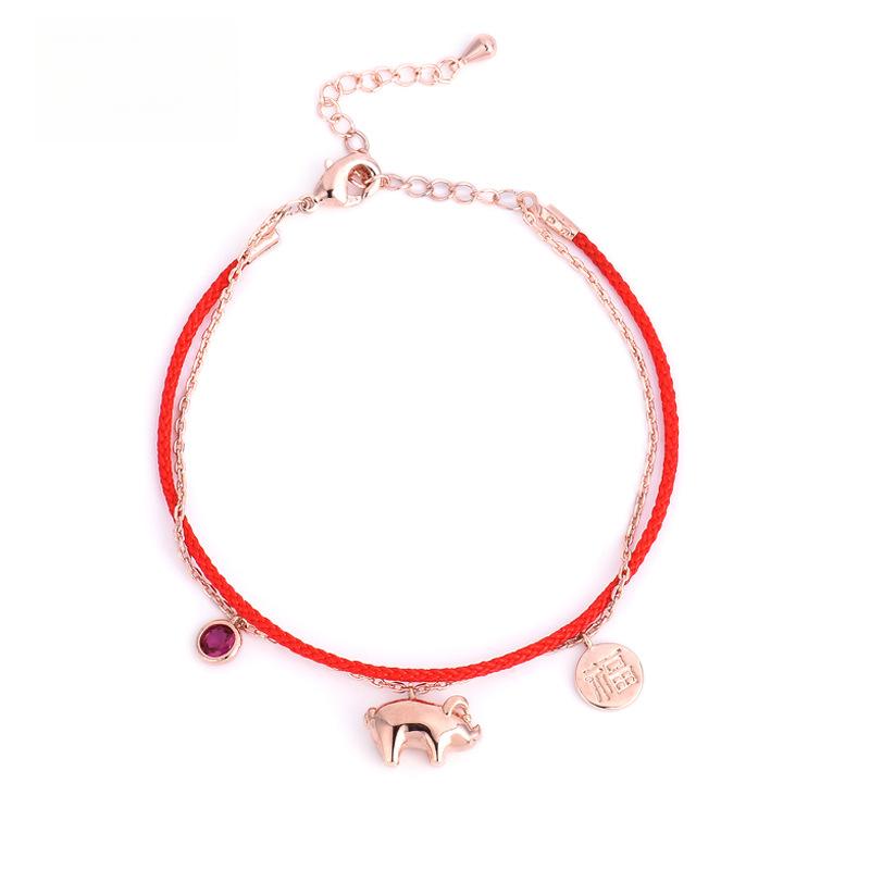 

Корейский браслет в виде свиньи Свинья Отправить Фу Бенминг Красная веревка Перевалка Фу Персонаж Модный тренд Свинья