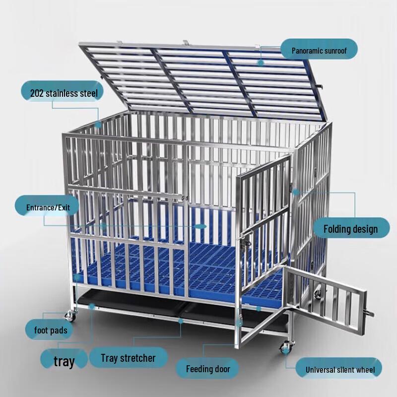 Yishunda Heavy-Duty Stainless Steel Dog Kennel