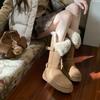 Thick Sole Fur Trim Warm Cotton Shoes Mid-Calf Snow Boots for Women Winter Style