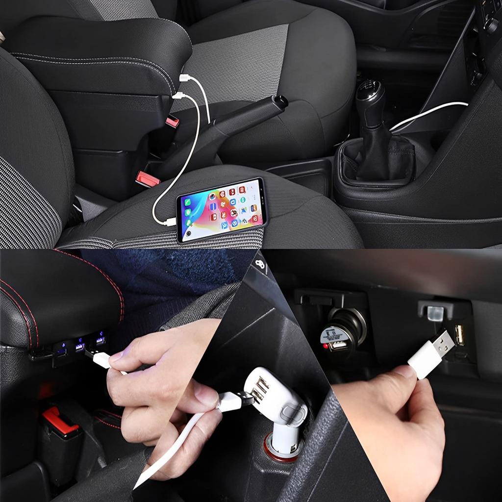 MIMIA Car Armrest Console Box with 7 USB for Suzuki Jimny Car Storage Box USB Ports, Black, JB64W/JB74W (H30.7-Present) - Armrest/Interior (7 Ports,