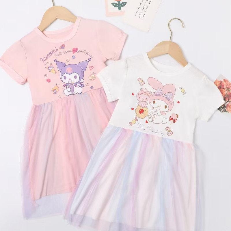 Girls' Stylish Kuromi & Melody Princess Summer Dress