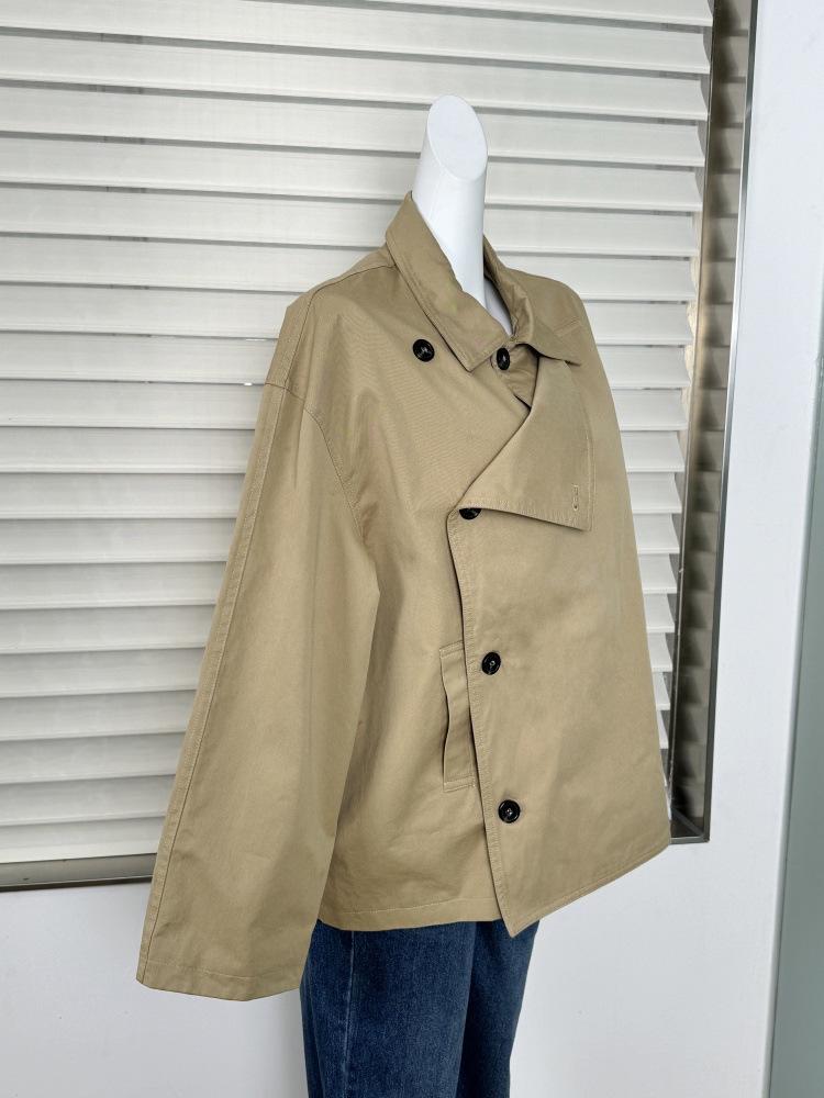 European and American High-End Niche Lapel Trench Coat: Waist-Cinching, Double-Breasted, Loose Fit, Convertible Jacket for Women
