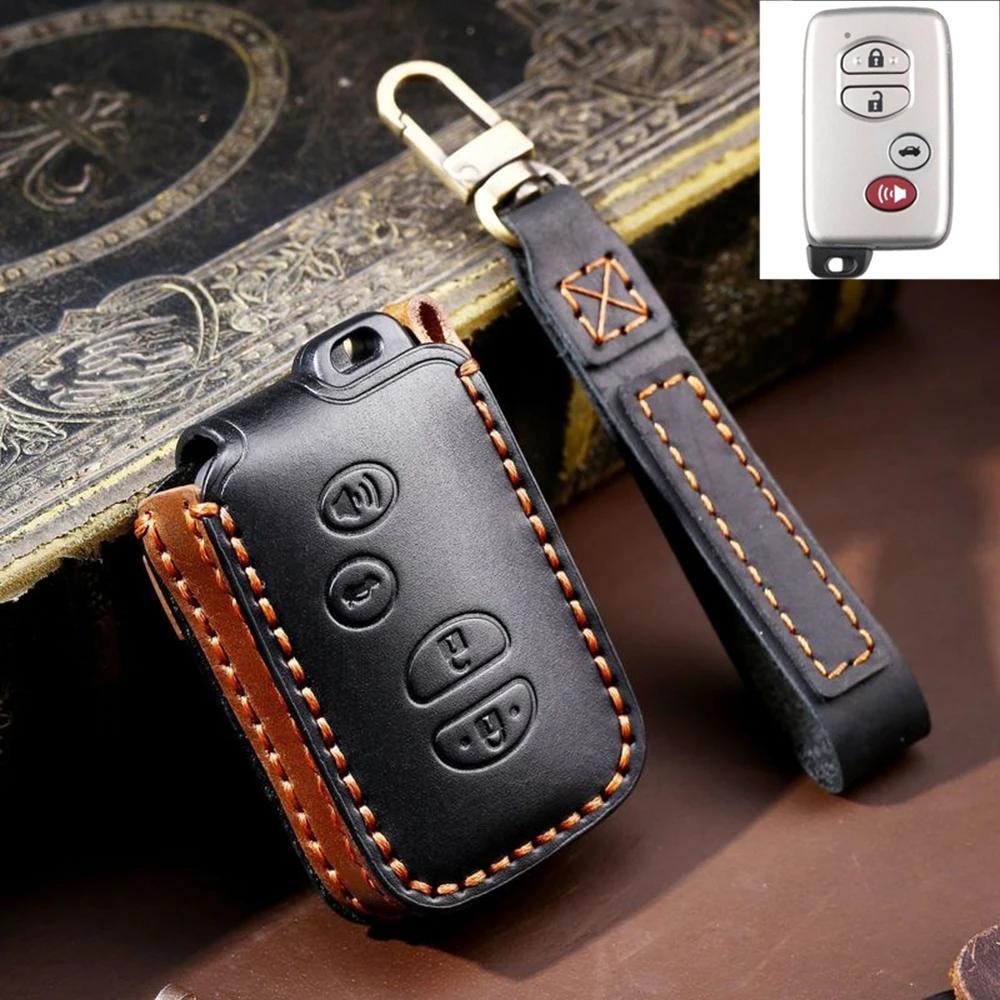 Genuine Leather Remote Key Case Fob Shell for Toyota Aurion Avalon Landcruiser Camry Highlander RAV4 GT 86 Prius Cover 4 Buttons