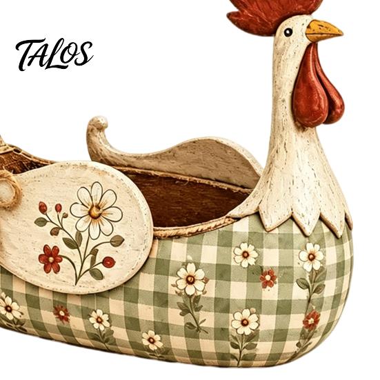Decorative Cutlery Crock Vintage Farmhouse Rooster Utensil Holder, Resin Chicken Kitchen Counter Organizer, Rustic Country Holder Cooking Caddy,