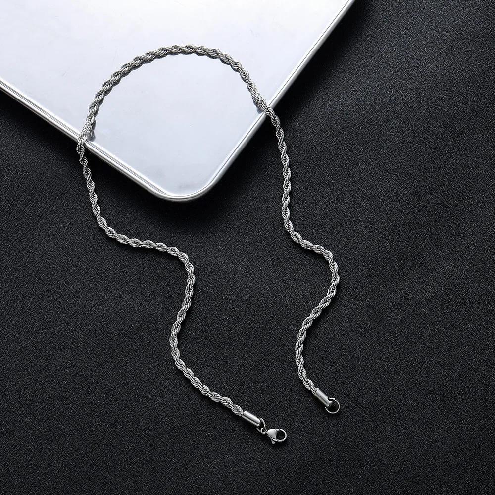 ALIZERO 925 Sterling Silver 2/3/4MM Twisted Rope Chain Necklace For Women Men Fashion Jewelry 16-30 Inches Necklaces