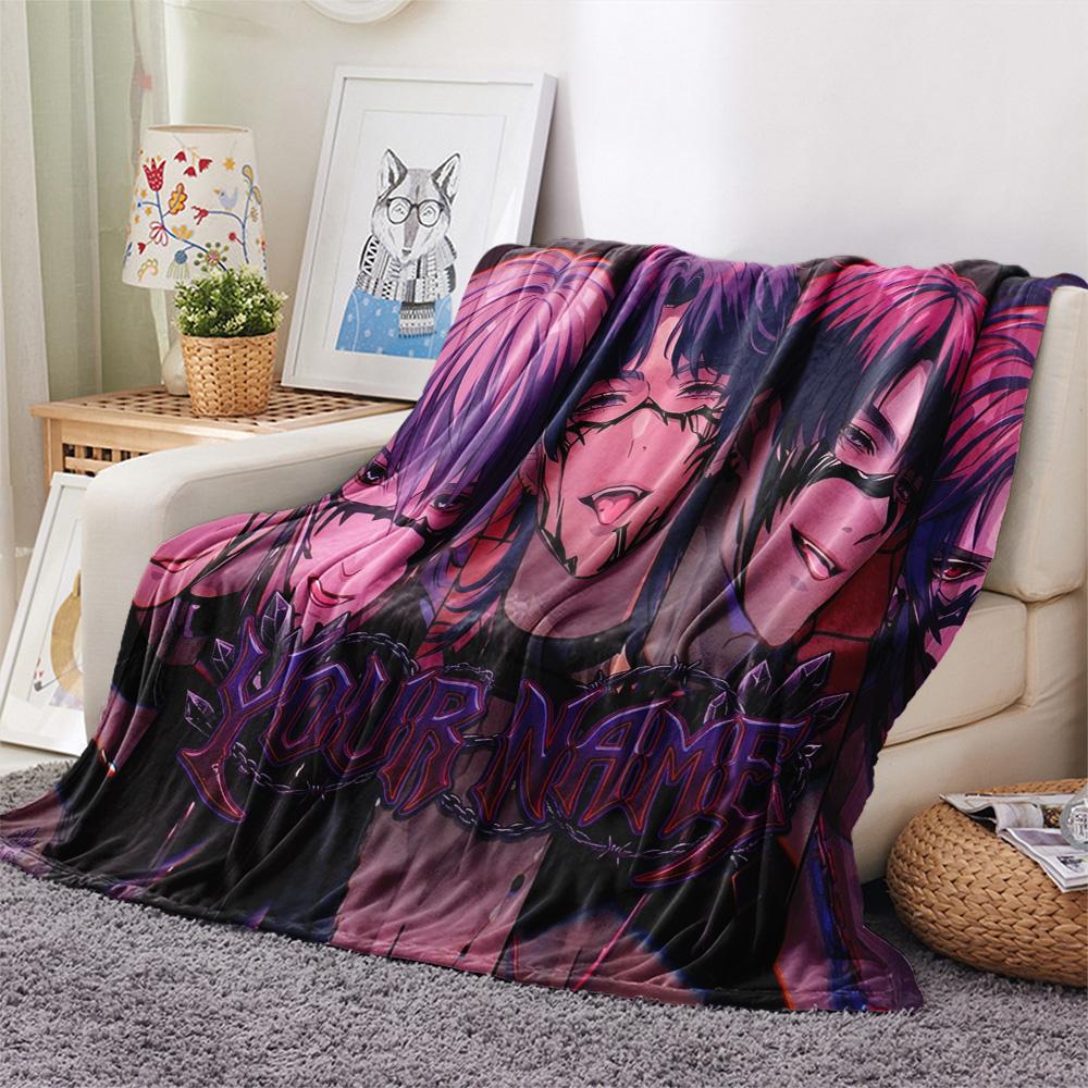 1PC Anime Series Custom Name Patterned Flannel Blanket Suitable For All Seasons For Home Decor Warmth And Comfort Gifts Holiday Present