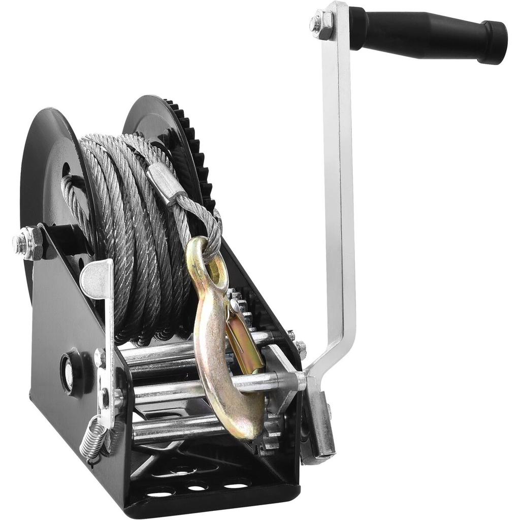 Hand Winch, 3500 lbs Pulling Capacity, Boat Trailer Winch Heavy Duty Rope Crank with 33 ft Steel Wire Cable and Two-Way Ratchet, Manual Operated Hand