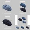 Artistic Retro Style Women's Beret In Denim Blue Warm Cotton Fabric For All Seasons