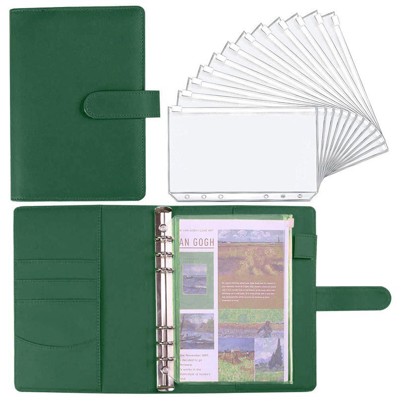 Raccoglitore economico A6 con 12 buste per contanti, raccoglitore per notebook in pelle PU colorata con 12 tasche per raccoglitore A6