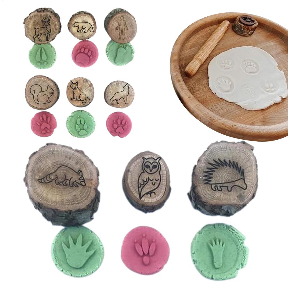 Animal Stamps For Kids Kids Stamp Set Fun Games Wooden Footprints Stampers Craft Kits Scrapbook Supplies Preschool Learning