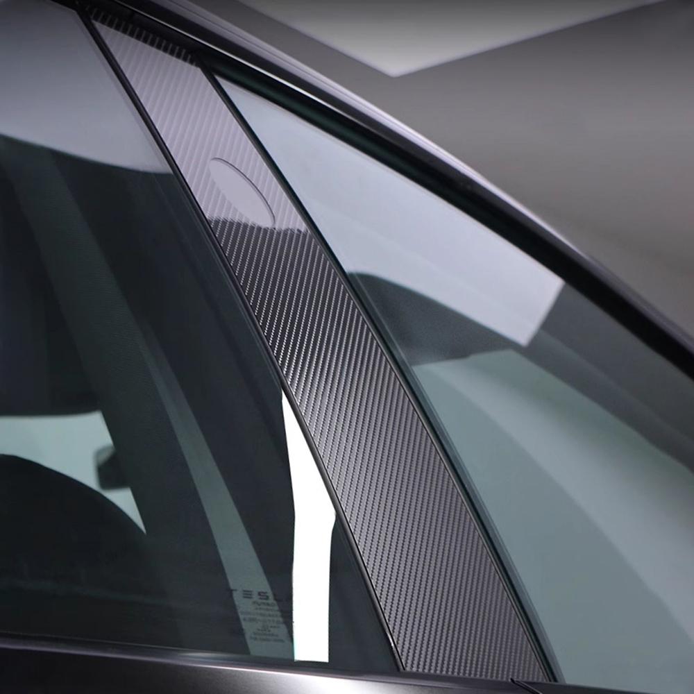 Carbon Fiber Pattern Car B Pillars Film For Tesla Model Y Juniper Modely 2025 2026 Paint Protection Anti-scratch Accessories