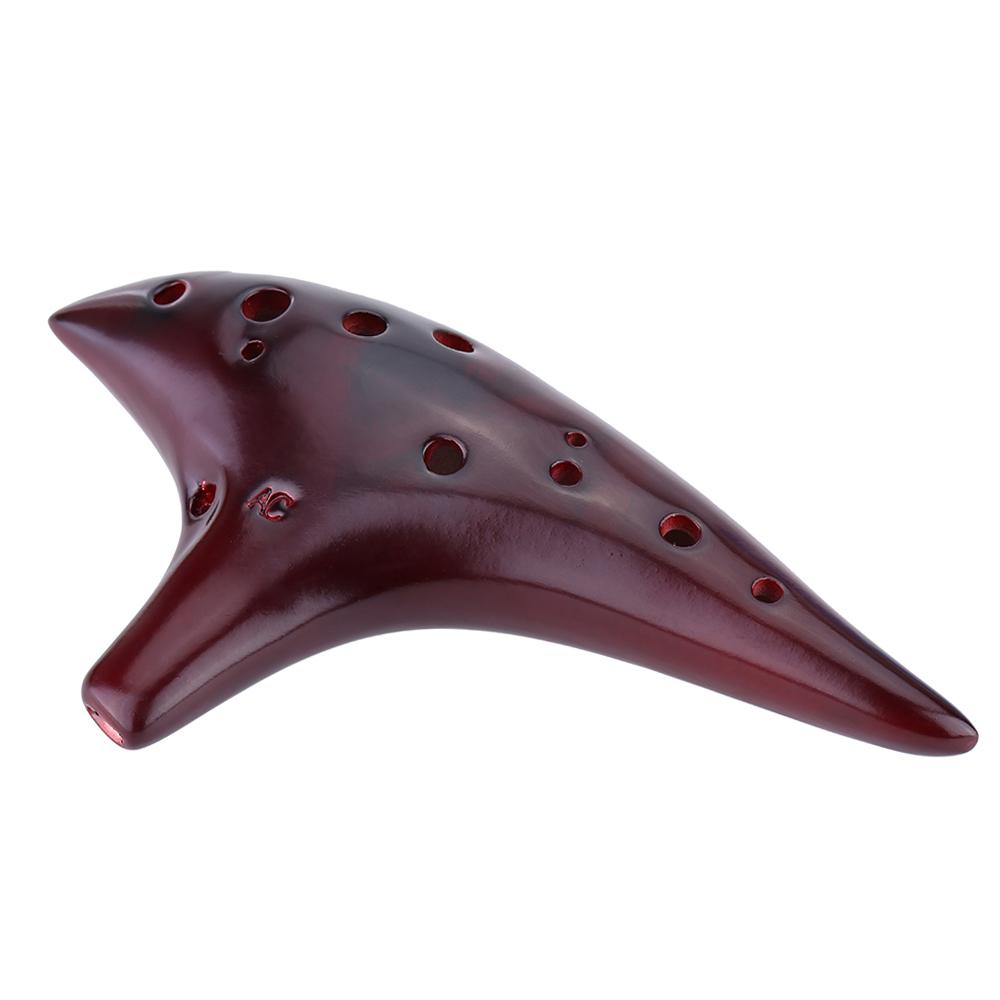 12 Holes Ceramic Ocarina Flute Alto C Smoked Burn Submarine Style Musical Instrument with Music Score for Music Lover