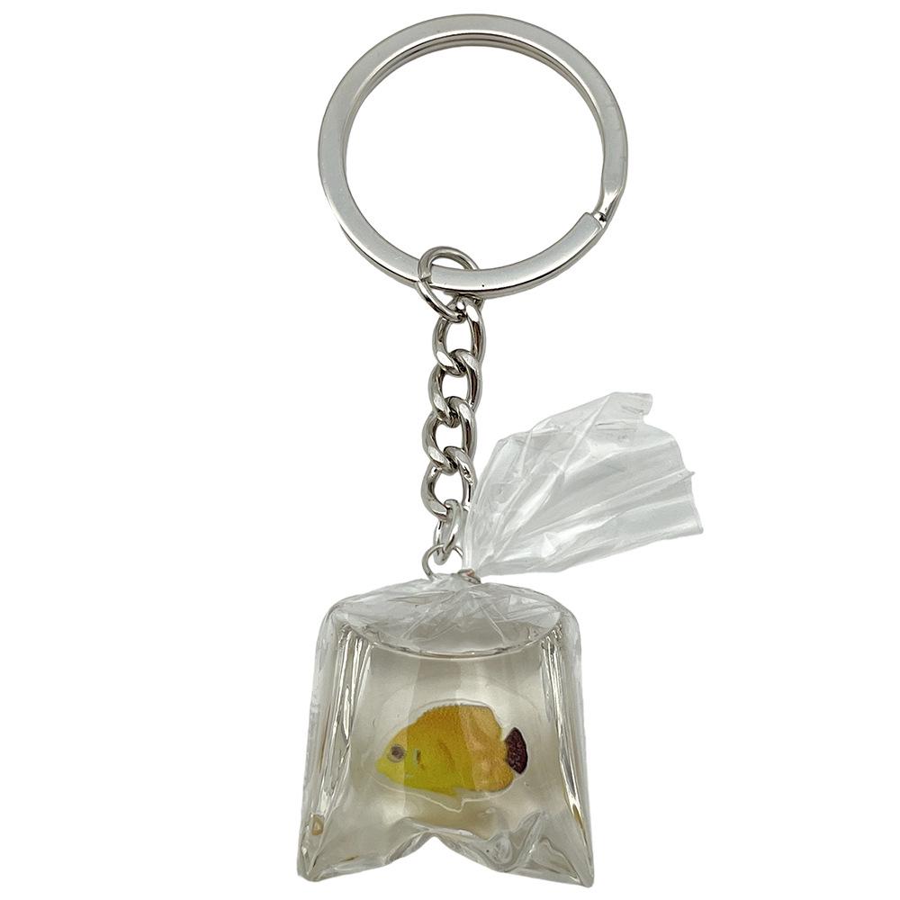 Tropical Fish Resin Keychain - 3D Transparent Goldfish Pendant Decoration