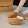 Women's Large Size Soft Sole Heightening Winter Warm Fur One Anti-slip Snow Boots Plush Lined Ankle Boots Outdoor Sports Cotton Boots
