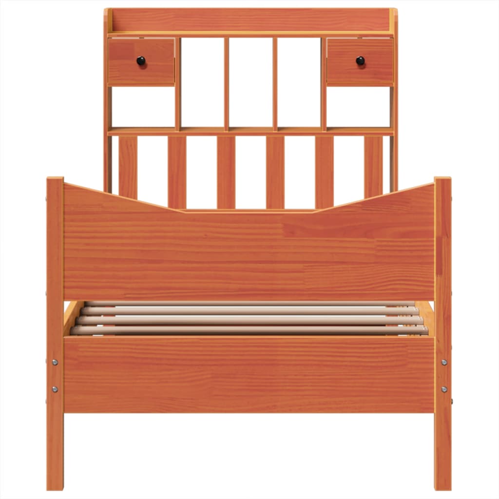 Solid Wood Bed without Mattress Wax Brown 75 x 190 cm Pine Wood