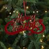 Christmas Ornaments Red Flocking Candy Cane Reindeer Bow Snowflake Hanging Decoration for Tree Home Decor