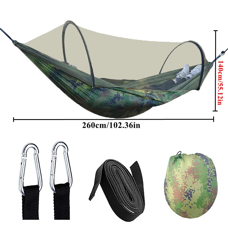 Double Persons hammock Lightweight Parachute Fabric Outdoor Hammock with Net for Camping Travel Outdoor Relaxation 260x120cm