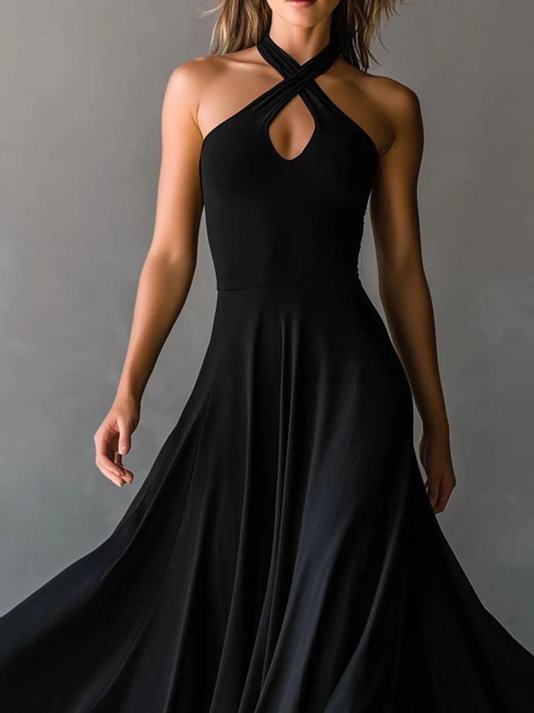 Black European & American Style High-End Formal Women's Dress