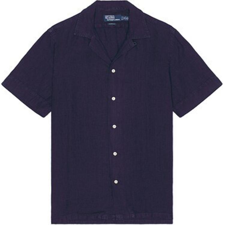 Polo Ralph Lauren Solid Color Single-Breasted Short Sleeve Shirt Men shirts Navy-Blue 710962261-003