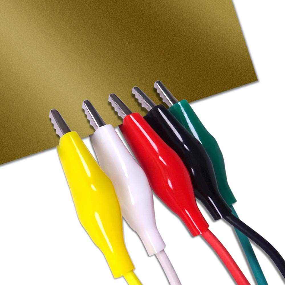 Cleqee Bagworm Clip Alligator Clip Test Electrical Cable Test Lead Crocodile Clip Jumper 5 Colors Cable, 10-Pack Leads, Set, Double-Ended Wires,