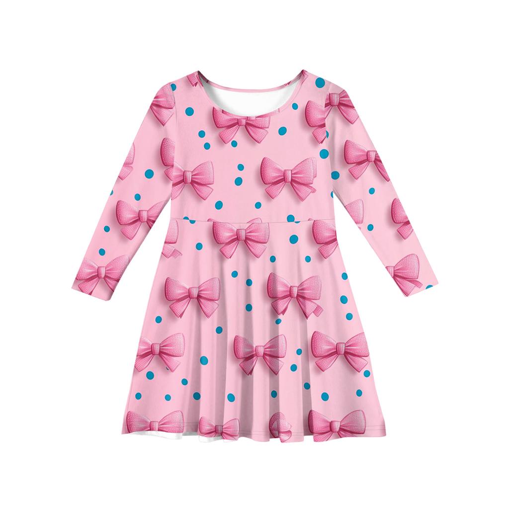 Sommer-Prinzessinnenkleid für Mädchen, Langarm A-Linien T-Shirt-Kleid Valentinstag