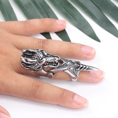 Punk Retro Dragon Ring Muži Nový mužský rytíř Skull Ghost Knuckle Armor Kovové prstýnky Unisex Cool Party Jewelry Gifts 2023