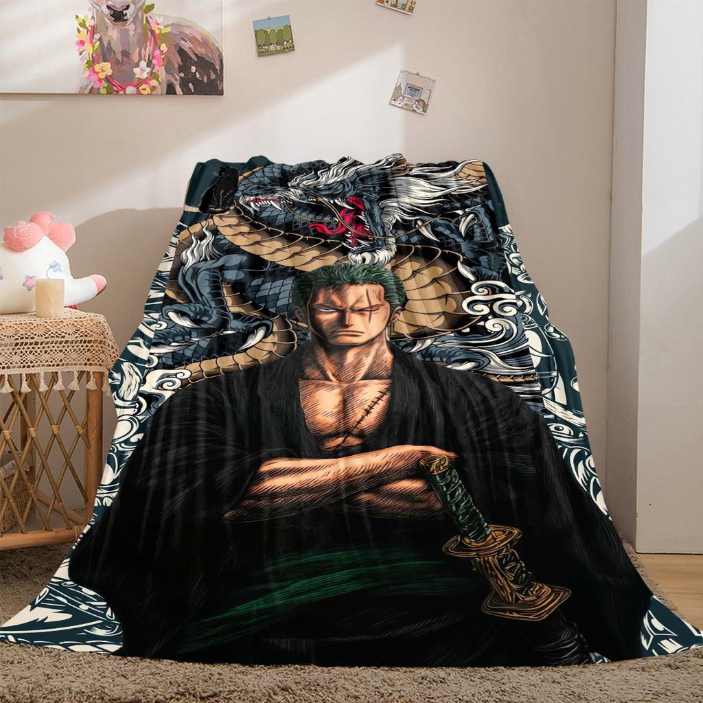 Zoro One Piece Print Blanket Warm Comfortable Flannel Cover For Bedrooms, Sofas, Beds, Chairs LXR135