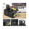 18V 6.0Ah P108 Battery Replacement for Ryobi 18 Volt Battery Lithium P102 P103 P104 P105 P107 P109 P122,Battery for Ryobi ONE+ Cordless Drill Tool
