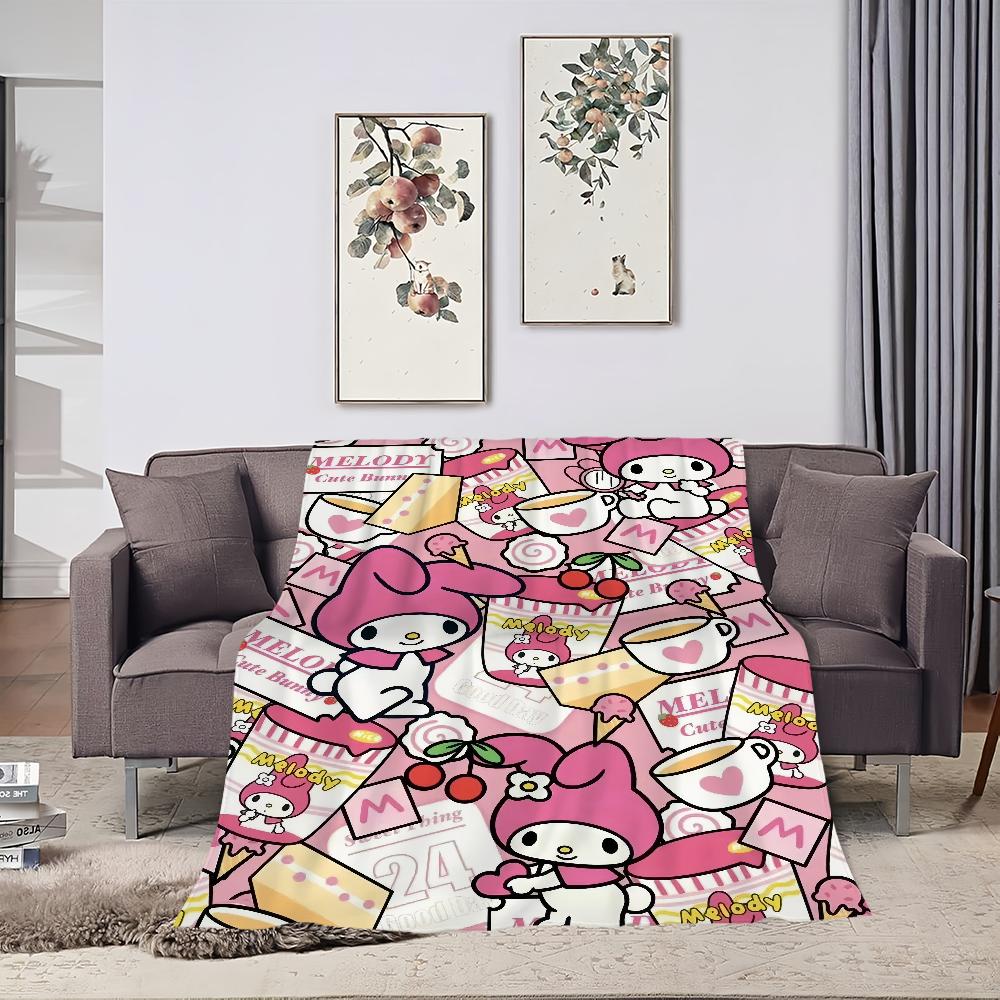 Cute cartoon My M-Melody Blanket For Soft Throw Blanket for Picnic Bed Sofa Home Bedroom Cozy Warm Comfortable