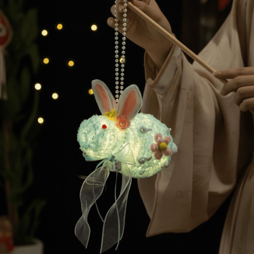 Handmade Plush Bunny Lamp Luminous Mid-Autumn Lantern Rabbit Lantern  Photoshoot Decor