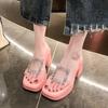 2024 High Quality Women's Shoes Summer Fashion Open Toe Solid Color Women's Slippers Transparent Rhinestone Women's High Heels