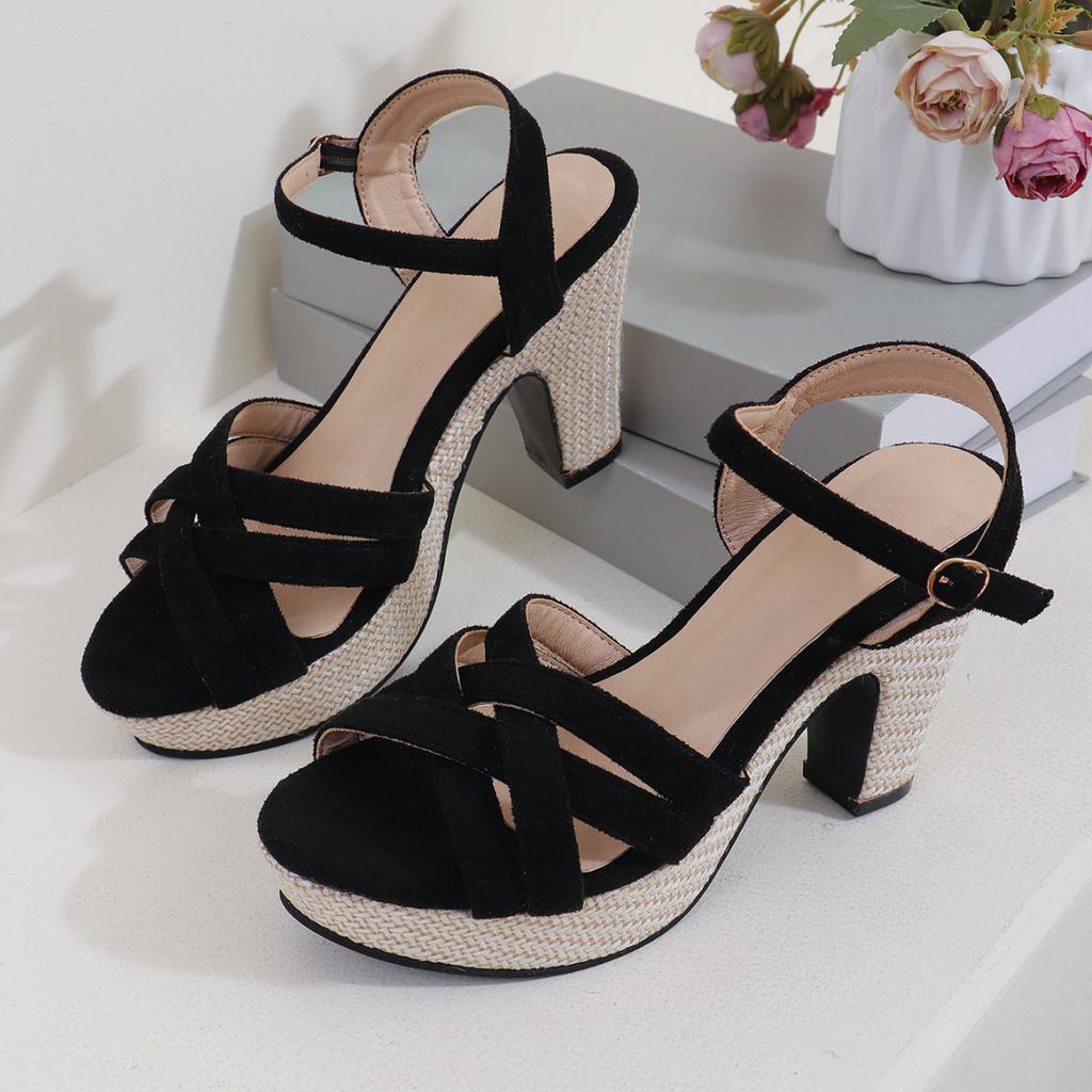 Moda 2024 Nuevo Verano Mujer Sexy Tendencia Moda Sandalias de Tacón Alto Mujer Casual Antideslizantes Punta Abierta Plataforma Zapatos Elegantes Sandalias de Tacón