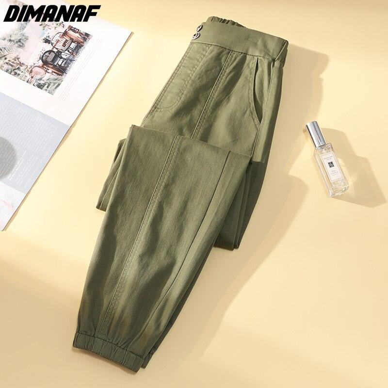 DIMANAF Women Jeans Summer Style High Waist Harem 2022 Cotton Female Elastic Straight Solid Japanese Spliced Pants Oversize