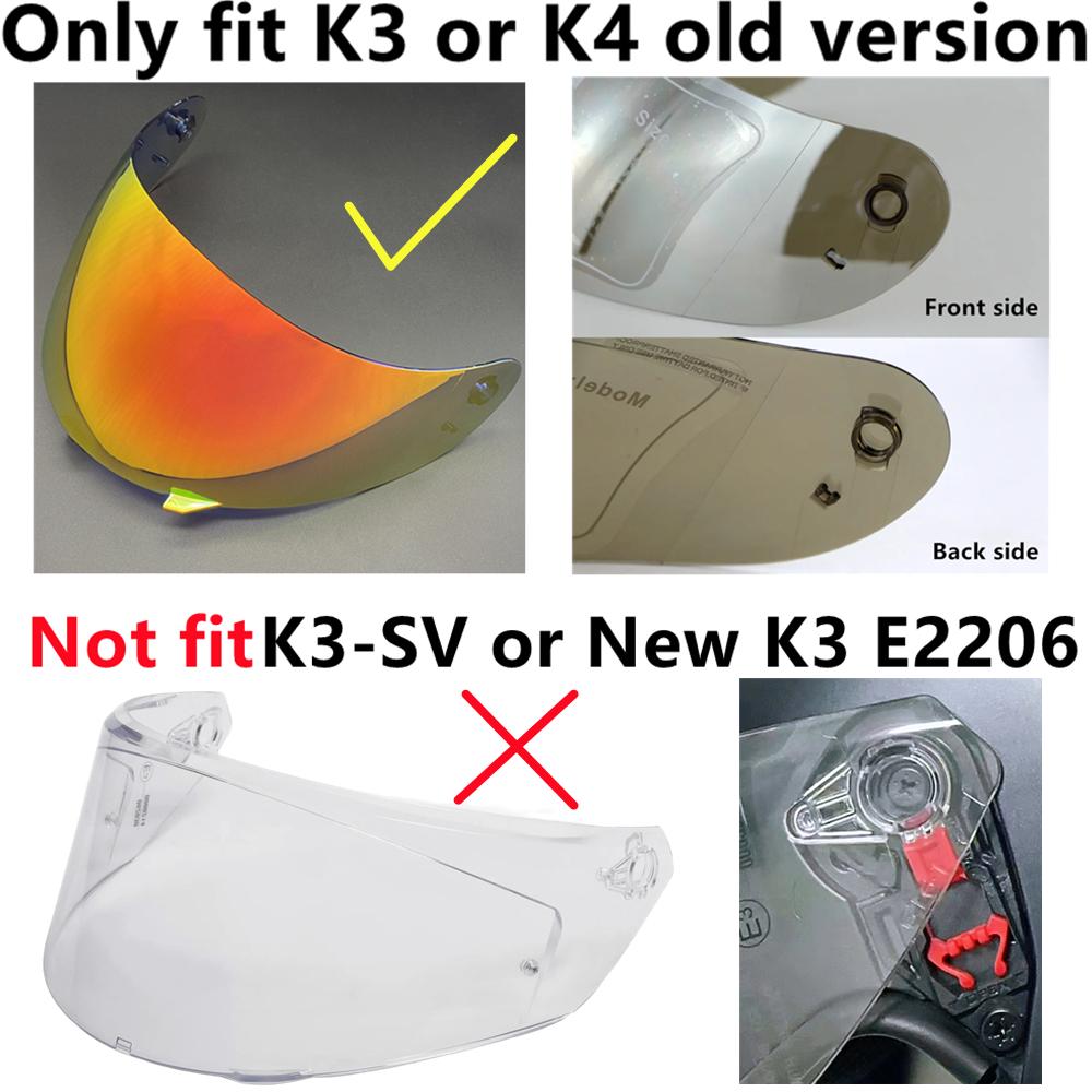 Visier für AGV Old K3 K4 Helm Zubehör Viseira Capacete Ersatz Sonnenschutzlinse Antibeschlagbeschichtung UV-Schutz Lentes