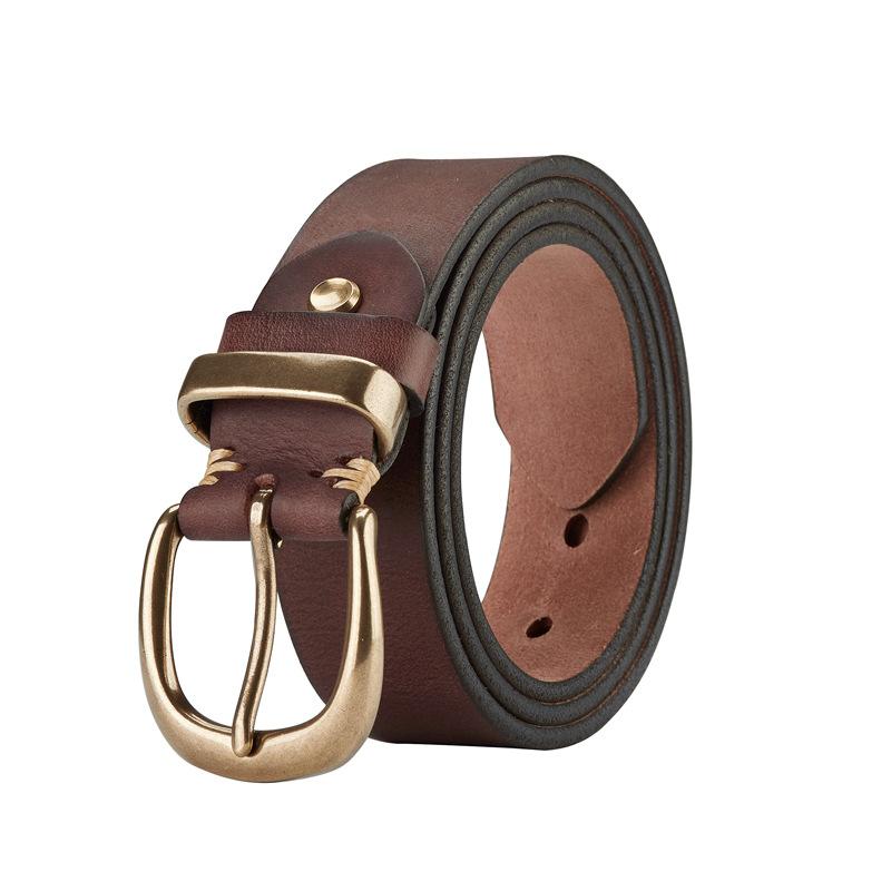 Retro Leather First Layer Cowhide Belt, Old Polished Men'S Jeans Belt, Middle-Aged And Young Casual Versatile Belt