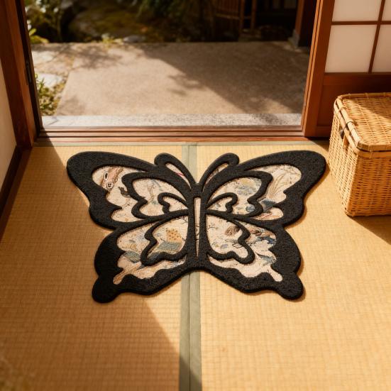 Floor Mat Butterflies Shape Water-Repellent Easy To Clean Bathroom Rug with Anti-Slip Base High-Density Diatom Ooze Bath Mat