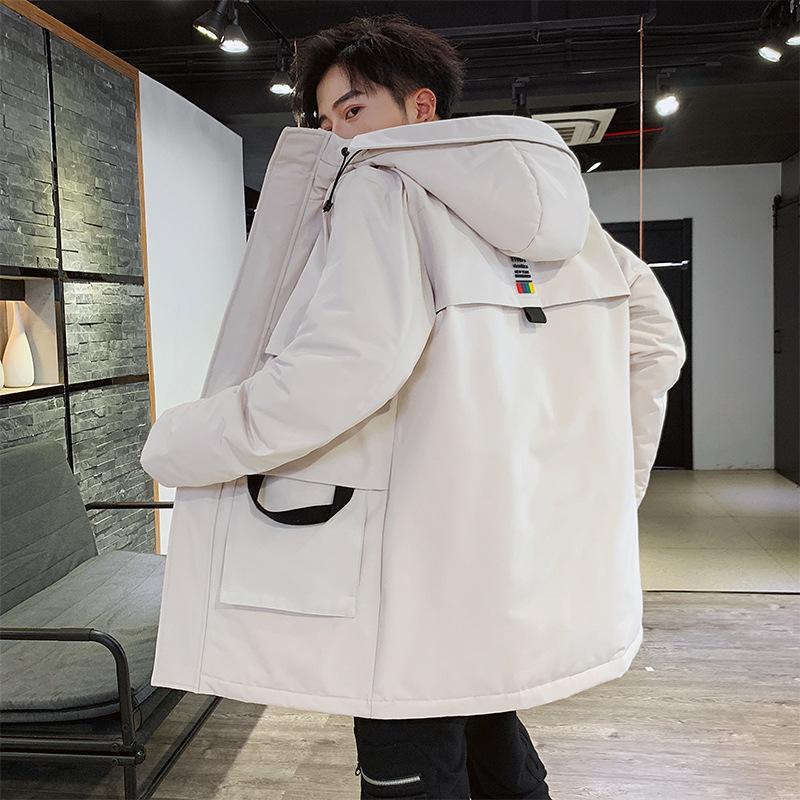 Anti-season Clearance Down Jacket for Men, Winter Medium and Long Thick Warm Trend Tooling Coat for Men, Korean Hooded